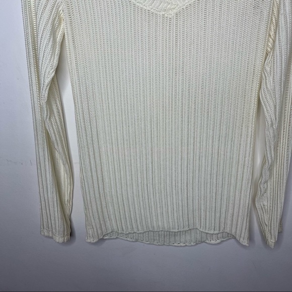 FREE PEOPLE Ribbed Long Sleeve Bone Color Blouse Top - Picture 7 of 13